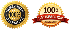 Money-back and satisfaction guarantee badges